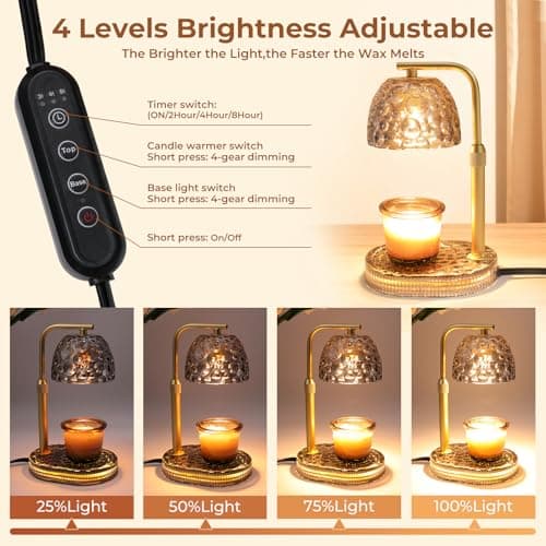 Lsctiff Candle Warmer Lamp Adjustable Height, Flameless 4-Level Dimmable Wax Melt Warmer for Jar Candles with 2 Bulbs, House Warming Gifts, Multiple Colors, Safe Home Use(Sky Gray) - Thumbnail 3