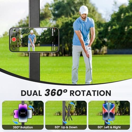 Arsatbs Magnetic Golf Cart Phone Holder, N55 Strong Magnetic Mount, 1-Second Snap-On, 360° Rotation, Compatible with MagSafe iPhone & Android Phones, Fits EZGO Club Car Yamaha, Golf Accessories Gift - Thumbnail 4