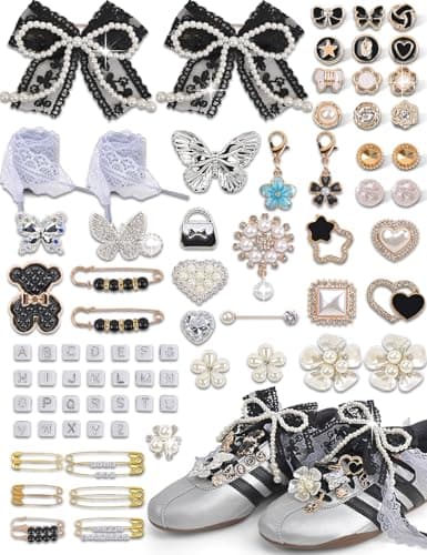 yuboo 246 Pcs Black Shoe Charms for Sneaker, Letter Shoelace Junk Socks Charm Shoe Charms Kit, DIY Brooches and Pins for Girls Back to School Gifts Jewelry Stylish Shoe Decoration Accessories - Image 1