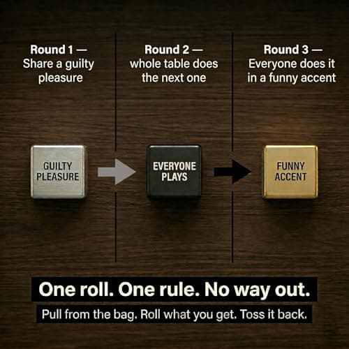 Truth or Dare Metal Dice Game for Adults – 8 Aluminum Dice Set with Wild Modifier System for Bachelorette Parties, Date Nights & Girls Night Out - Thumbnail 6