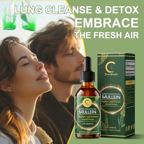 GPGP GreenPeople Mullein Leaf Drops with Elderberry - Max Strength Lung Cleanse and Detox for Smokers, Mucus Relief & Respiratory Support - Liquid Tincture, Alcohol-Free, 2 FL OZ - Thumbnail 3