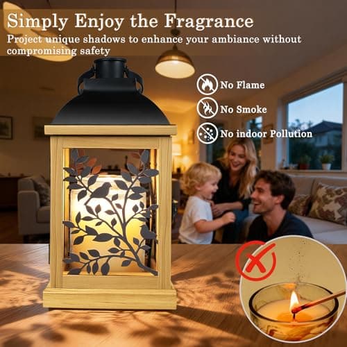 Candle Warmer Lamp, with Timer and 2 Bulbs Dimmer Farmhouse Lantern for Top-Down Adjustable Candle Warmer, Electric Lamp for Jar Candles, Auto Shut Off Home Decor Gift for Women (Handmade Wood) - Thumbnail 3