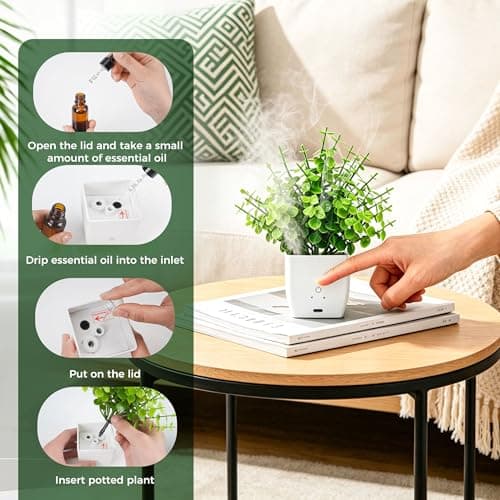 Der Rose Fake Plants Artificial Plants, Green Eucalyptus Style in White Pot, Small Decorative Accent for Bathroom Office Desk Shelf Bedroom Home Decor - Thumbnail 2