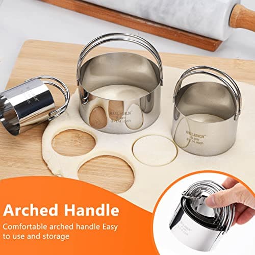 HULISEN Stainless Steel Biscuit Cutter Set, Pastry Scraper and Dough Blender, Sturdy & Long-Lasting with Ergonomic Rubber Grip, Professional Baking Dough Tools, Gift Package (3 Pcs/Set) - Thumbnail 4