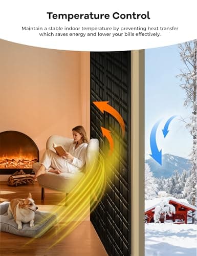 AEOCOO Thermal Door Curtain, Fit Size up to 32 x 80 Inches, Magnetic Insulated Door Curtains for Doorway/Front/Back/Basement, Oxford Cover with Thick Cotton to Keep Warm Winter, Black, Rectangle - Thumbnail 4