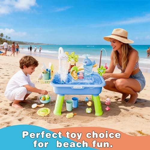 Toddler Water Table for 1-3 Year Old - Upgraded Electric Pump Water Toys, Outdoor Sensory Play Sand & Water Table, Kitchen Sink Toy with Running Water & Fishing Game, Summer Gifts for Boys Girls,Blue - Thumbnail 6