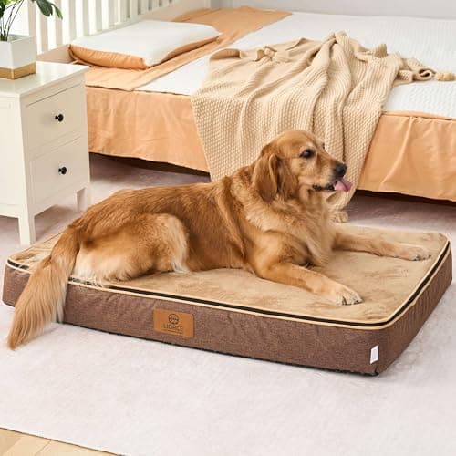 LIORCE Orthopedic Memory Foam XXL Dog Bed - 6" Thick Beds for Extra Large Sized Dog - Waterproof Removable Washable Cover & Wrap-Around Zipper - Ultimate Comfort & Easy Maintenance, Brown - Image 1