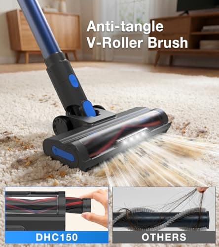 Cordless Vacuum Cleaner, 480W/45Kpa Vacuum Cleaners for Home, Self-Standing Stick Vacuum with LED Display, Anti-Tangle & Wall Mount Charging, 8 in 1 Lightweight Vacuum for Hard Floors Carpet Pet Hair - Thumbnail 3