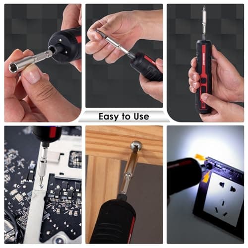Electric Screwdriver Set, 4V Cordless Precision Screwdriver Set w/ 10 Magnetic Bits, 6 Torque Settings, LED Light, 3 Starting Modes and Storage Case, Repair Tool Kit for Electronics and DIY Projects - Thumbnail 5