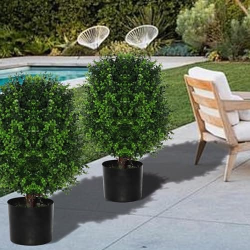 Artificial Cedar Tree Potted Plant - 2pcs Simulated Shrub Plants with Heavy Duty Planter. They are Hand pruned, UV Resistant, Low Maintenance and Suitable for Indoor and Outdoor Decoration (21 in) - Thumbnail 6