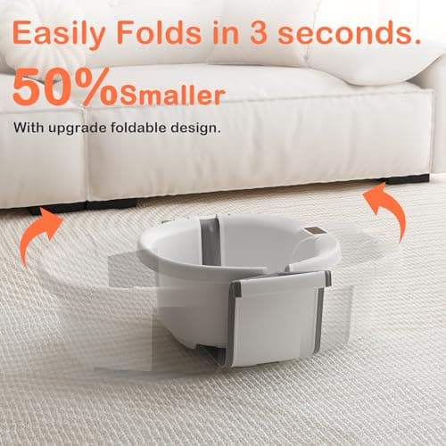Collapsible Baby Bathtub - Large Baby Bath Tub with Thermometer & Cushion | Travel Portable Newborn Infant Bathtub | Foldable Toddler Bathtub for Baby 0 to 36 Months (Grey) - Thumbnail 4