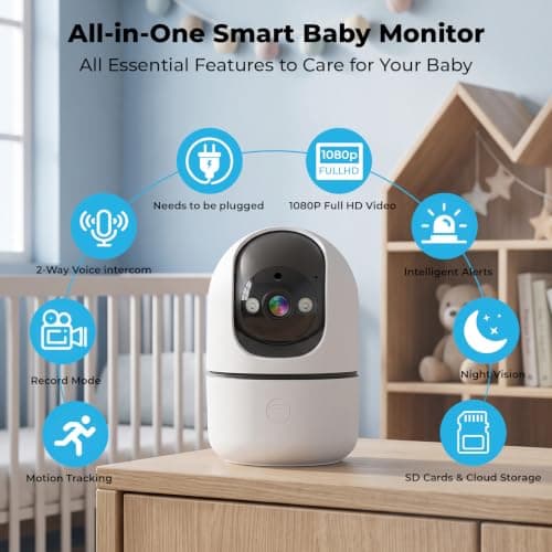 GBIUT Indoor Camera 5G&2.4G WiFi Cameras for Home Security Instant 911 Alert, 360° Pan/Tilt Baby Monitor/Dog/Pet Camera AI Motion Detection Night Vision, Speaker, US Cloud Storage (2-Pack) - Thumbnail 5