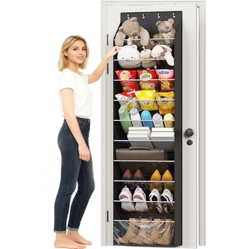 ZATOCL 10-Tier Over The Door Organizer, Space Saving Hanging Shoes Organizer and Storage Unit, Organizer for Closet, Bedroom, Entryway, Black