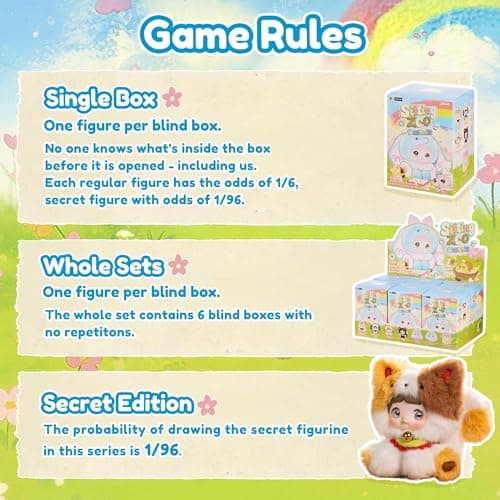 POP JOY Nommi Plush Blind Box Sitting Zoo Series Soft Vinyl Stuffed Collectible Toy Figures Cute Animal Surprise Mystery Gift 3+ Single Box - Thumbnail 3