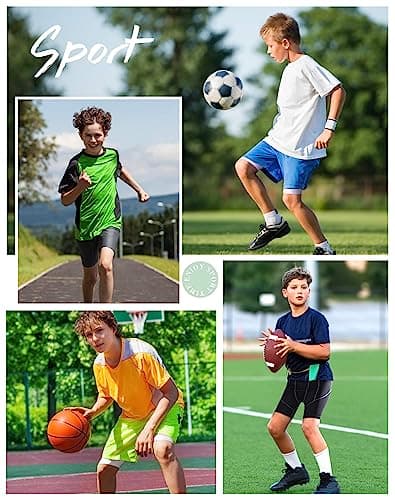 Roadbox Youth Boys Compression Shorts - Performance Athletic Base Layers Workout Running Shorts for Boys, Kids Compression Underwear with Side Pockets - Thumbnail 6