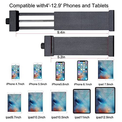 teefeet Tablet Tripod 53 inch Aluminum Tablet & Phone Tripod for iPad Pro/iPhone, Lightweight Travel Stand with Wireless Remote & Bag(Red) - Thumbnail 4