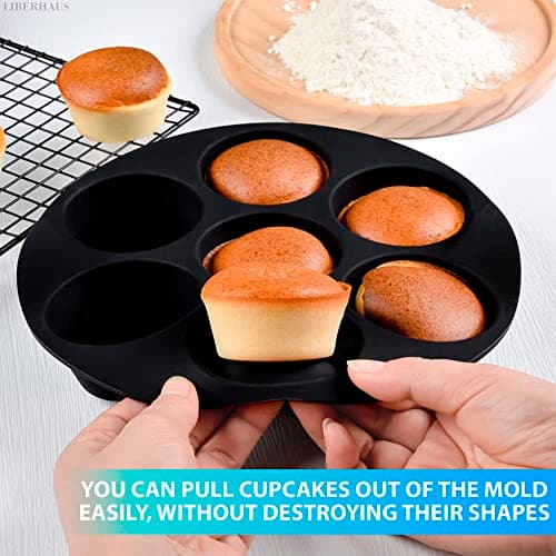 Air Fryer Muffin Pan (7 Cups) – 6.9" Round Egg Bites Silicone Mold Compatible with 3.5–5.8l Fryers, Heat Resistant & Dishwasher Safe – Nonstick Silicone Muffin Pan for Muffins, Egg Bites & Easy Snacks - Thumbnail 6