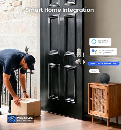 Veise VE012W-K Built-in WiFi Fingerprint Smart Lock with 2 Knobs, No Hub Needed, Remote APP Control, Keyless Entry Door Lock, Smart Deadbolt for Front Door, Auto Locking, Satin Nickel - Thumbnail 6