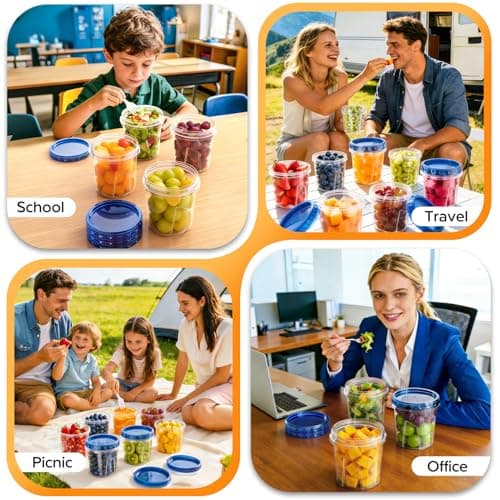 HOMETALL Freezer Storage Containers, [6 Pack- 33/24/17 OZ] Airtight Plastic Food Storage Containers with Twist Top Lids, Soup, Meal Prep Containers | BPA Free | Stackable | Leakproof | Microwave Safe - Thumbnail 6