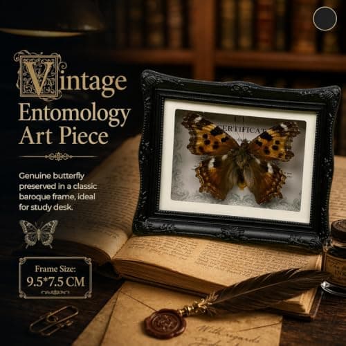 1Pcs Real Butterfly Framed Handmade, Taxidermy Butterfly Shadow Box Collection, Framed Butterfly Taxidermy for Oddities and Curiosities Gifts Tabletop Ornaments (#11-butterfly Specimen+photo Frame) - Thumbnail 3