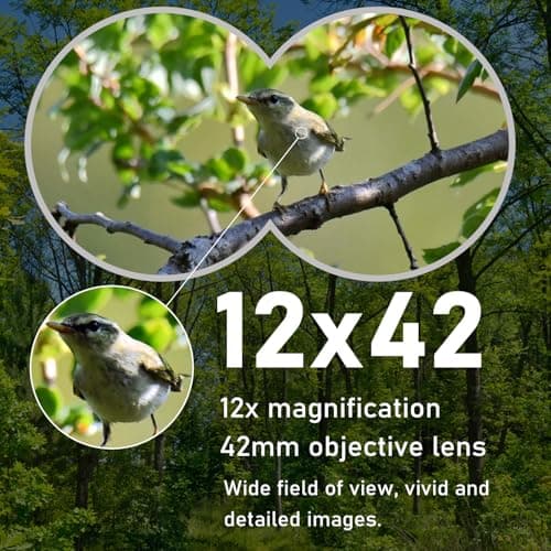 TRV 10x42 Binoculars for Adults High Powered - Waterproof Fogproof BAK4 Prism, with Phone Adapter for Bird Watching, Hunting, Travel - Thumbnail 2