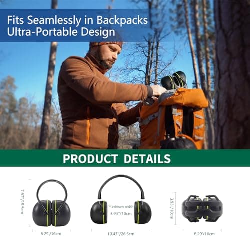SATA Hearing Protection Ear Muffs, NRR 35 dB High Noise Reduction Ear Muffs, SNR 37dB Adjustable Safety Hearing Protector for Gun Shooters, Construction, Mowing - Thumbnail 6