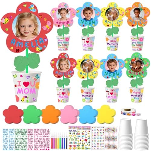 24 Packs Mother's Day Craft Kit, Make Your Own Flowers Pot Craft Kit, Flower Picture Frames for Spring Crafts and Mother's Day, Fun Spring Activities for Mother's Day Gift - Image 1