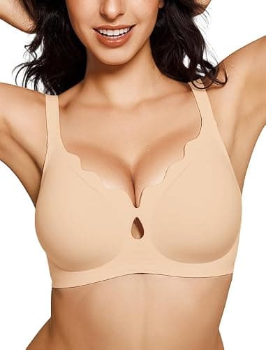 ProKloud Wireless Bras for Women Wave Push Up No Underwire Bralettes Seamless Full Coverage Support Lift Everyday Bra Nude - Image 1