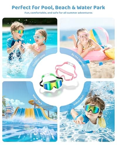 Aegend Kids Swim Goggles 2 Pack – Large Frame Anti Fog Soft Silicone Leak Proof UV Protection for Boys Girls Age 3-15 - Thumbnail 6