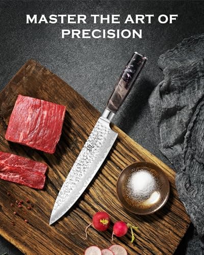 Japanese Chef Knife, 67-Layer Damascus Steel 8 Inch Kitchen Knife with AUS-10 Core, Professional Hand Forged Gyuto Knife with Gift Box, Ergonomic Handle, Ideal Valentine's Day Gifts for Men Women - Thumbnail 3