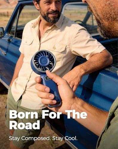 Diveblues Portable Handheld Fan, 7.4m/s High Speed Turbo Fan, 180° Foldable 4-in-1 Personal Neck Fan Integrated Carabiner Clip, 100 Speed Stepless Control, USB-C Rechargeable, 12H Battery, Fanzy D6036 - Thumbnail 2