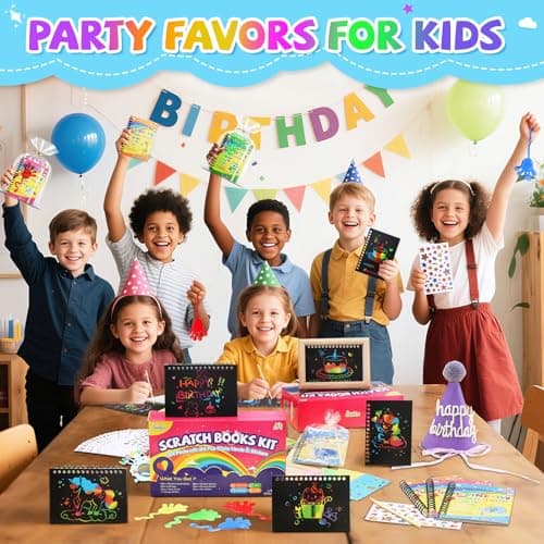 JMMICO 24*3 Pack Scratch Art Notebook+Sticky Hands+Stickers,Party Favors for Kids 4-8-12,Return Gifts for Birthday Party,Goodie Bags Stuffers, End of the Year Gifts for Students - Thumbnail 3
