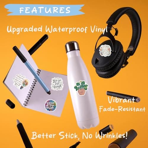 50Pcs Bible Verse Stickers for Water Bottles, Christian Sticker, Waterproof, Fade-Resistant, Faith Stickers for Women, Journaling, Kids,Men - Thumbnail 3