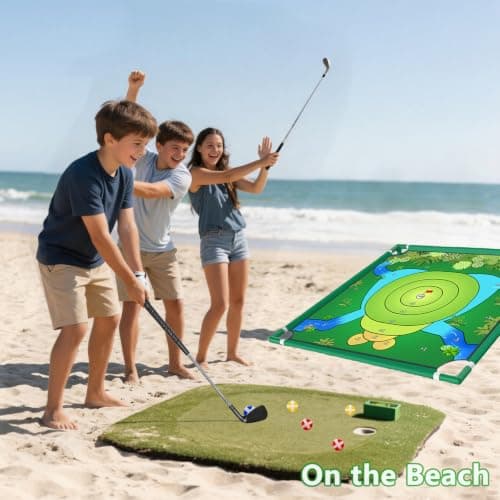 VQRZG Golf Chipping Outdoor Game, Portable Yard Practice Set, Indoor & Lawn Play for Adults and Family, Backyard, Beach, Office Party, Golf Gifts for Men (Chipping Game+2 Golf Clubs) - Thumbnail 3