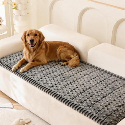 Eco-Ancheng Couch Cover for Dogs Pet Couch Cover for Sofa Washable Dog Sofa Covers Couch Protector for Cushion Fuzzy Non Slip Couch Slipcover with Elastic Straps for Pets, Dogs(Gray,1 PC/27.6x70.9 in)