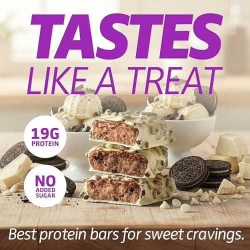 Satisfy Your Crave Protein Bars– High Protein Delicious Snacks– 19g of Protein, No Added Sugar– White Chocolate Cookies & Cream– Perfect Breakfast, On-the-Go Snack, Pantry Staple & Office Treat– Non-GMO, 12 Pack - Thumbnail 3
