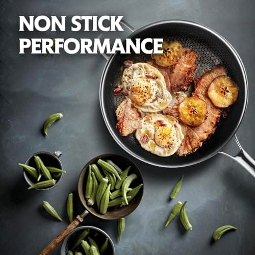 DOTCLAD 13 Inch Hybrid Stainless Steel Wok with Lid and Steamer Basket, Non Stick Stir Fry Pan, PFOA-Free, Works on Induction, Dishwasher & Oven Safe - Thumbnail 2