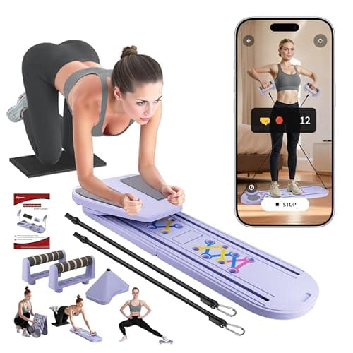 Plymax Pilates Board | Mini Pilates Reformer Portable Foldable Pilates Equipment for Home Workout Women | 6-in-1 Slider Pilates Reformer Board with AI Motion Counter App & Follow-Along Tutorial - Image 1