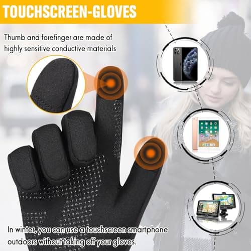 GXCROR Running Gloves Touchscreen Anti-Slip Gloves Lightweight Fleece Sports Gloves Warm Windproof Winter Glove Liner for Men and Women Outdoor - Thumbnail 3