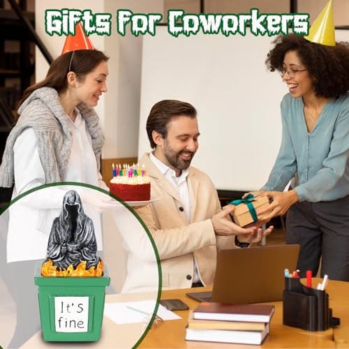 TTDOM Grim Reaper Statue Gothic Decor Dumpster Fire Gifts for Coworkers Boss Gifts Housewarming Gifts Bookshelf Decor for Home Office - Thumbnail 6