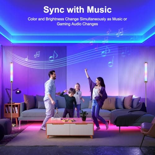 FRIDEKO HOME Floor Lamp, Smart RGBCW LED Color Changing Ambient Lighting for Living Room & Gaming Decor, Standing Lamp with App & Remote Control, Tall Corner Lamp for Bedroom, 12W 1500LM, Gold - Thumbnail 3