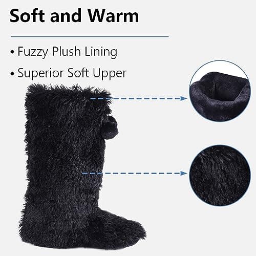 Forfoot Comfort Bootie Slippers for Women Plush Lining House Shoes Mother's Day Gift Black US Women's Boot Slippers Size 5-6 - Thumbnail 6