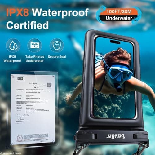 Bersiler Floating Waterproof Phone Pouch 2 Pack, IPX8 Waterproof Phone Case with Double Space, Beach Cruise Vocation Essentials, Underwater Cell Phone Dry Bag for iPhone 17 16 15 Galaxy S26 Ultra - Thumbnail 4