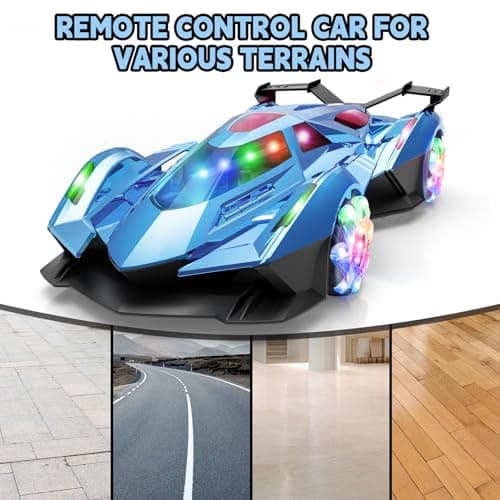 SASBSC Lamb Remote Control Car for Boys 4-7 8-12 Drift Rc Cars with 360° Rotation, Spray, Music & Lights 1:12 Rechargeable Rc Car Toys 10-12km/h Sport Race Toy Cars Gifts for Kids (Blue) - Thumbnail 6
