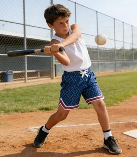 Cozople Boys Blue Athletic Shorts Size 8 9 Kids Strethcy Quick Dry Sun Protection Shorts with Pockets for Playing Sports - Thumbnail 4