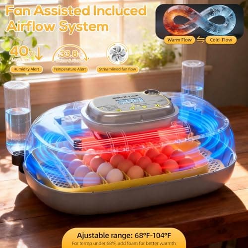 IBKINXX Incubator for Hatching Eggs-24 Egg Capacity, Automatic Egg Turner, Temperature & Humidity Control, 360° Viewing for Chicken, Duck and Quail Eggs - Thumbnail 5