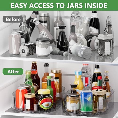 Holinwa Lazy Susan Organizer for Refrigerator, 13.5'' x 8.5'' Clear Rectangular Turntable Fridge Organizer for Condiments in Refrigerator, Cabinet, Pantry, or Kitchen Countertop (1 Pack) - Thumbnail 5