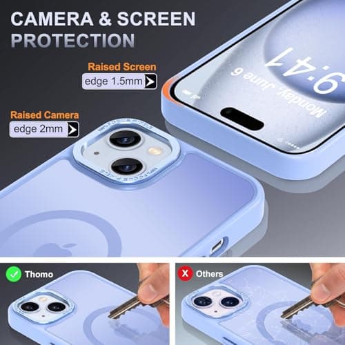 Thomo Upgraded Magnetic for iPhone 15 Plus Case [Compatible with Magsafe] [Mil-Grade Protection], Pocket-Friendly, Slim Translucent Phone Case Cover for iPhone 15 Plus 6.7", Blue - Thumbnail 6
