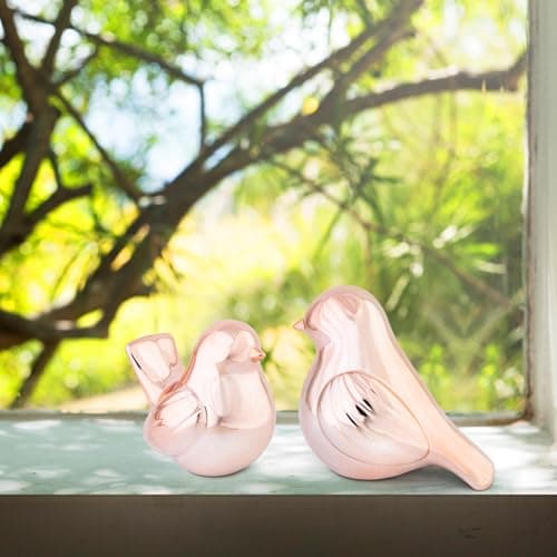 YINUOWEI Rose Gold Birds Statues Home Decor, Modern Bird Figurines Decor, Birds Sculpture Animal Figurines for Living Room, Bedroom, Office Desktop, Bookshelf, Cabinets - Thumbnail 5