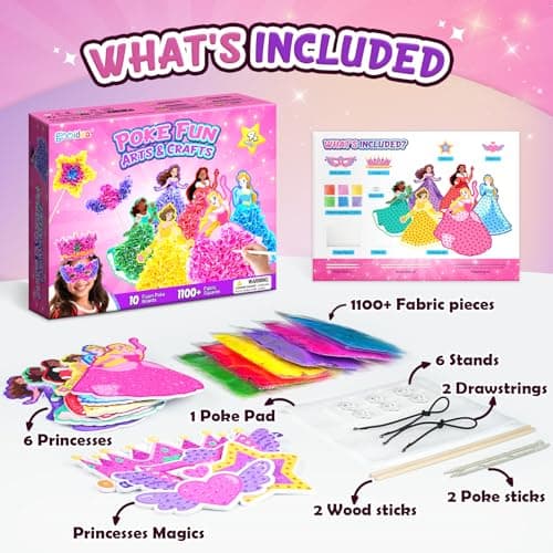 Gooidea Poke Arts and Craft Kits for Girls Ages 4-9, Classical Princesses Poking Art Christmas Gift Crafting Kits, Birthday Boy Girl Toys, DIY Creative Activity for Girl Gifts Ages 4, 5, 6, 7, 8 - Thumbnail 4